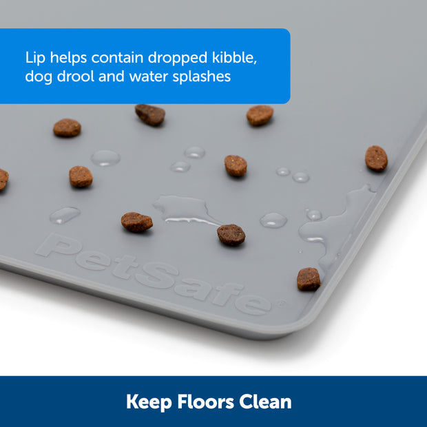 Silicone Dog Bowl Mat, Waterproof Floor Mat for Dog Food and Water Bowls,  Cat Food Mat Protect Floors in Your Dog or Cat Feeding Station 