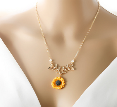 Sunflower Necklace You Are My Sunshine Daisy Flower Pendant Jewelry for Women