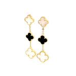 Black and White Mother Of Pearl Three Clover Earrings