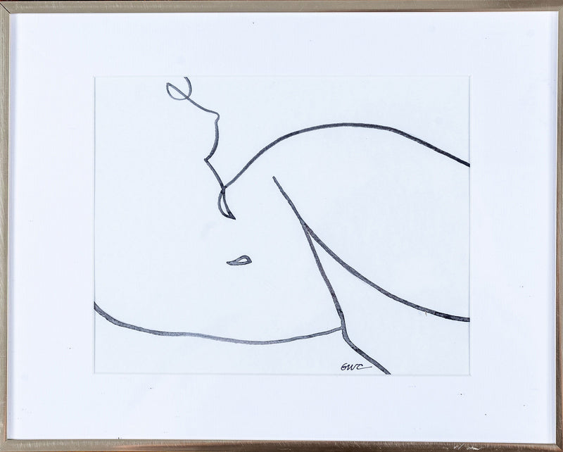 Original Nude Line Drawing (Breast) - Signed & Unframed