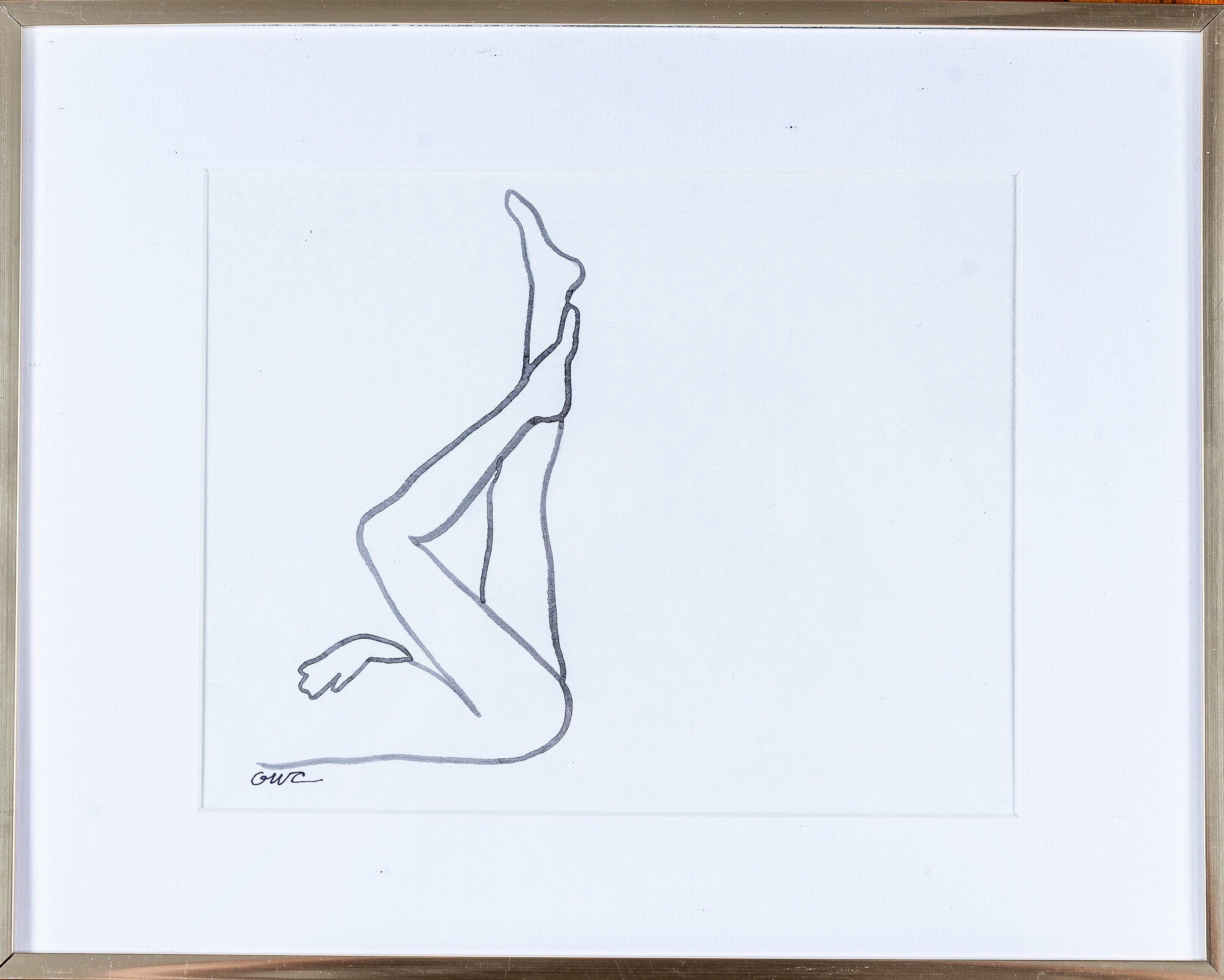 Original Nude Line Drawing (Legs) - Signed & Unframed