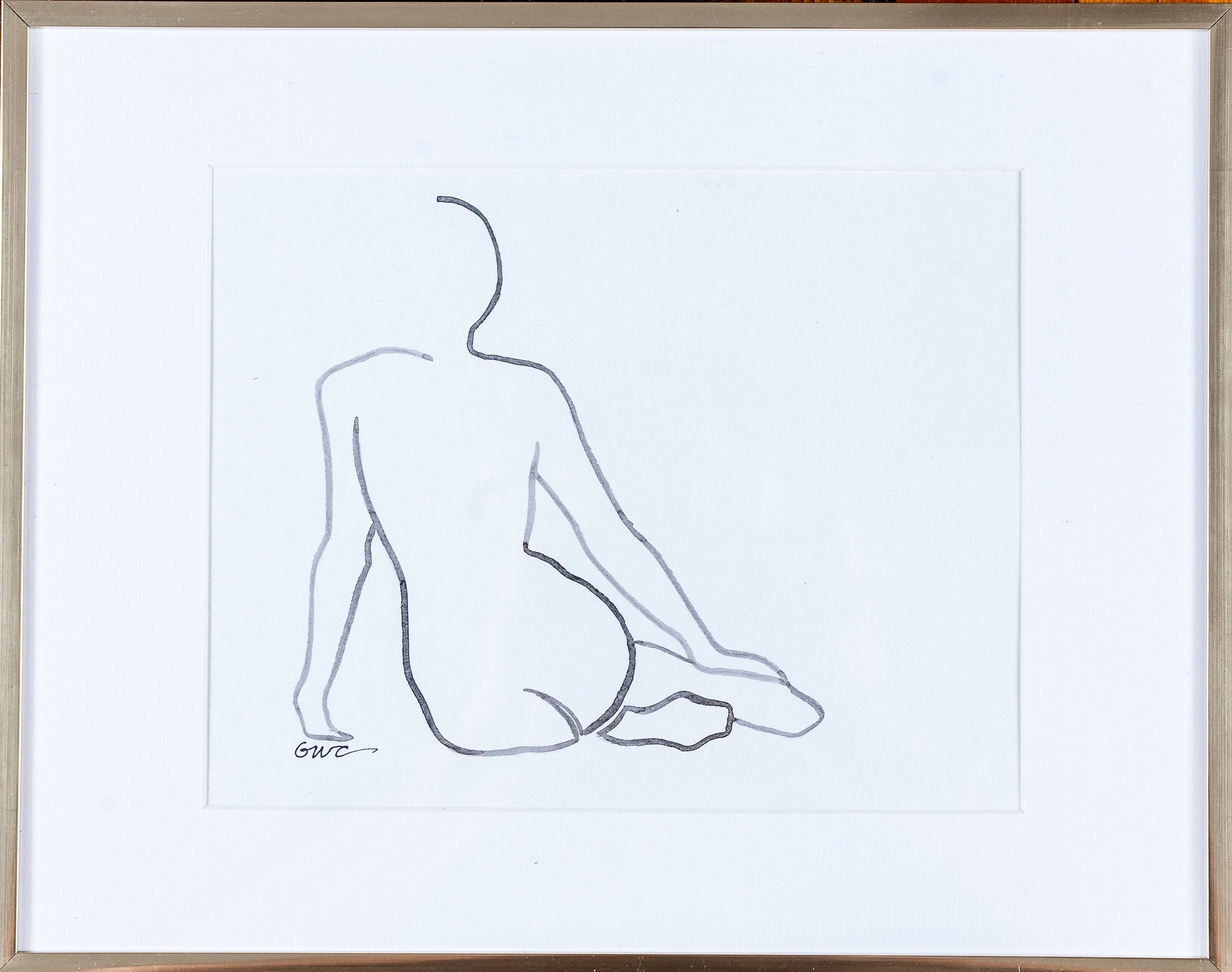 Original Nude Line Drawing (Back  w/arms) - Signed & Unframed