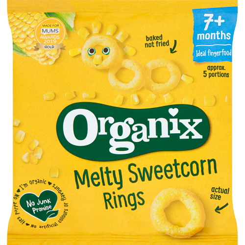 Picture of Organix Melty Sweetcorn Rings Organic Baby Finger Food Snack 20g