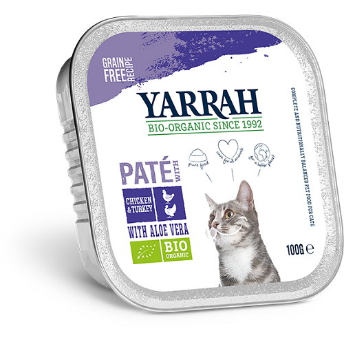 Picture of Yarrah Chicken & Turkey Organic Cat Food Pate With Aloe Vera 100g