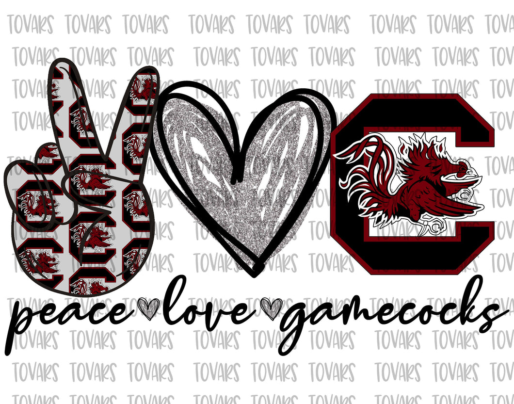 Download Peace love gamecocks Design Sublimation Png Digital ...