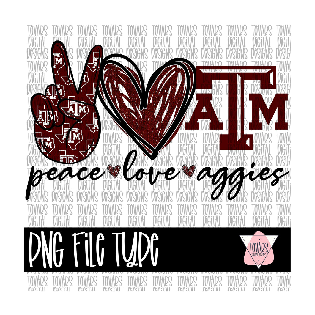 Download Peace love Aggies Sublimation Png Digital Download, Peace ...