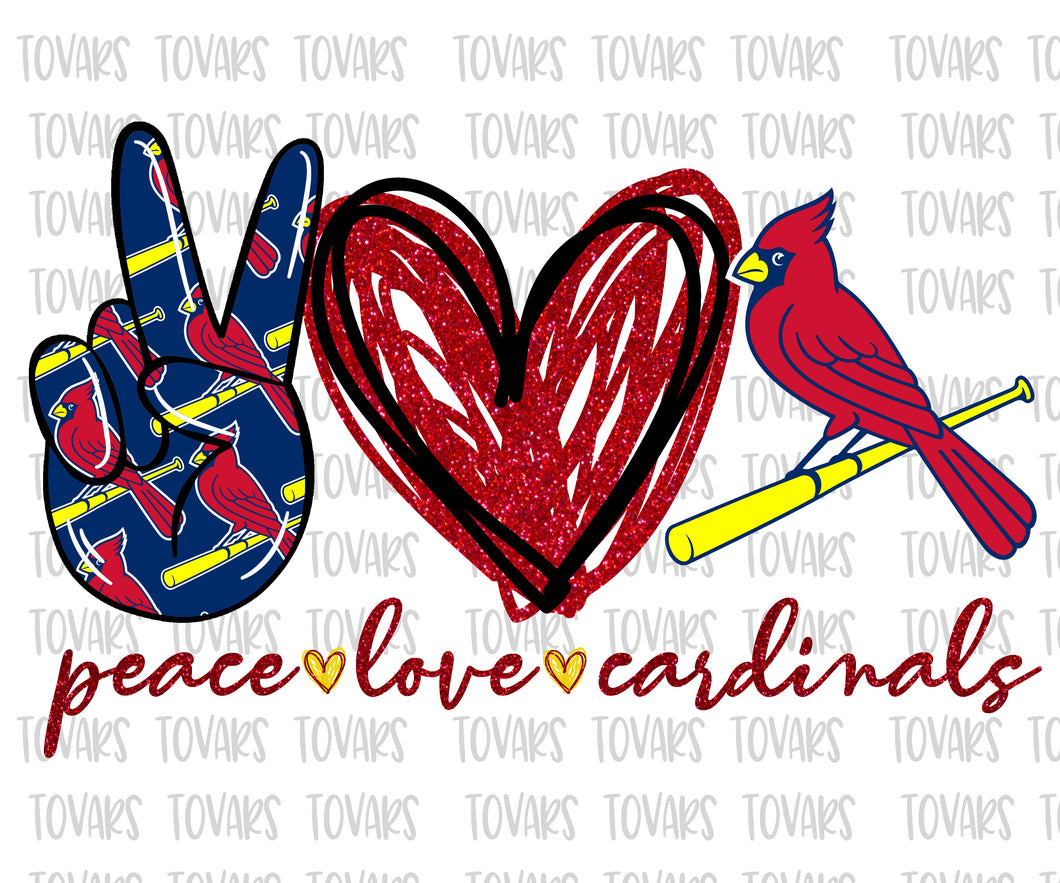 Download Peace Love Cardinals Sublimation Png Digital Download Yellow Red Blue Tovars Digital Designs