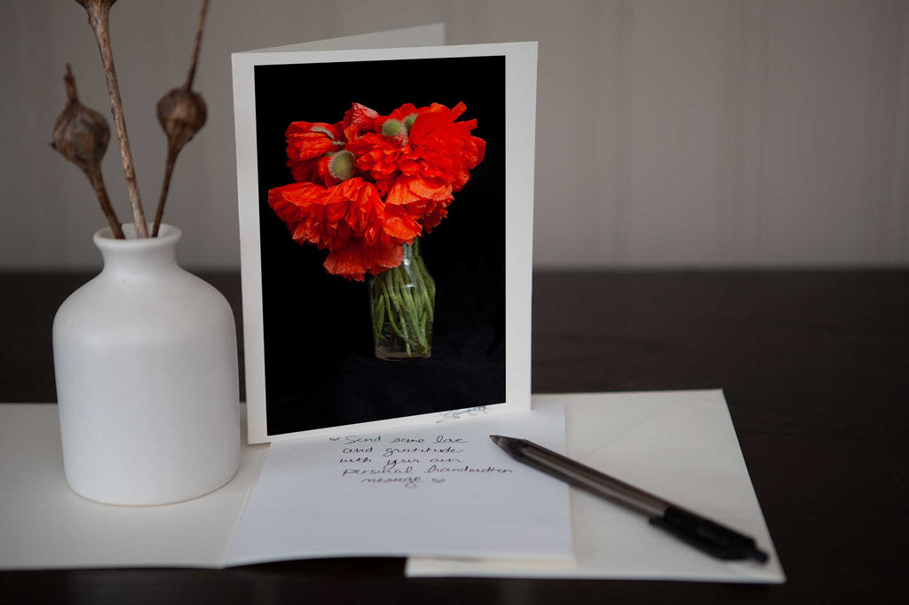 Photo Greeting Card of Poppies in a Vase is Perfect for the Poppy Lover