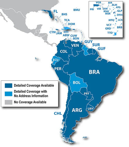 Cobertura del Mapa para Ciclismo en Suramérica y Mar Caribe