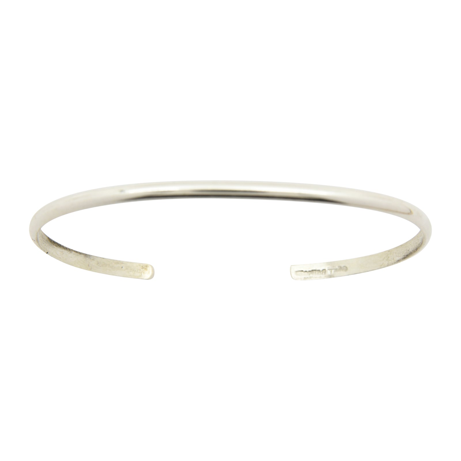 Elaine Tahe Sterling Silver Navajo Half Round Plain 3.5mm Bracelet