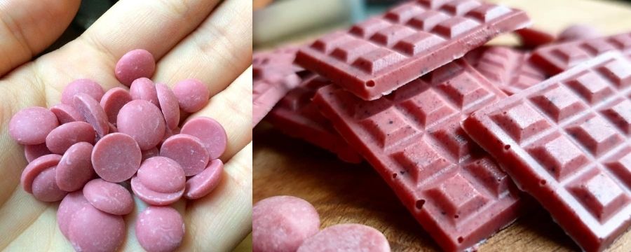 Tablette de chocolat rose rubis
