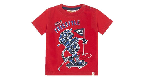 Rood T-shirt met robot voor babyjongens