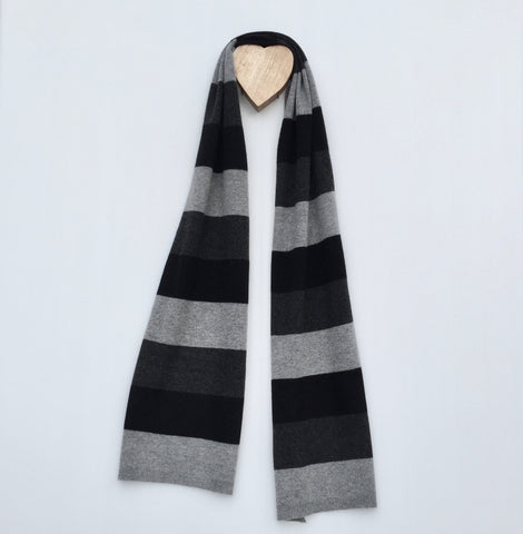 Earnt Your Stripes Cashmere Scarf - Greys & Jett Black