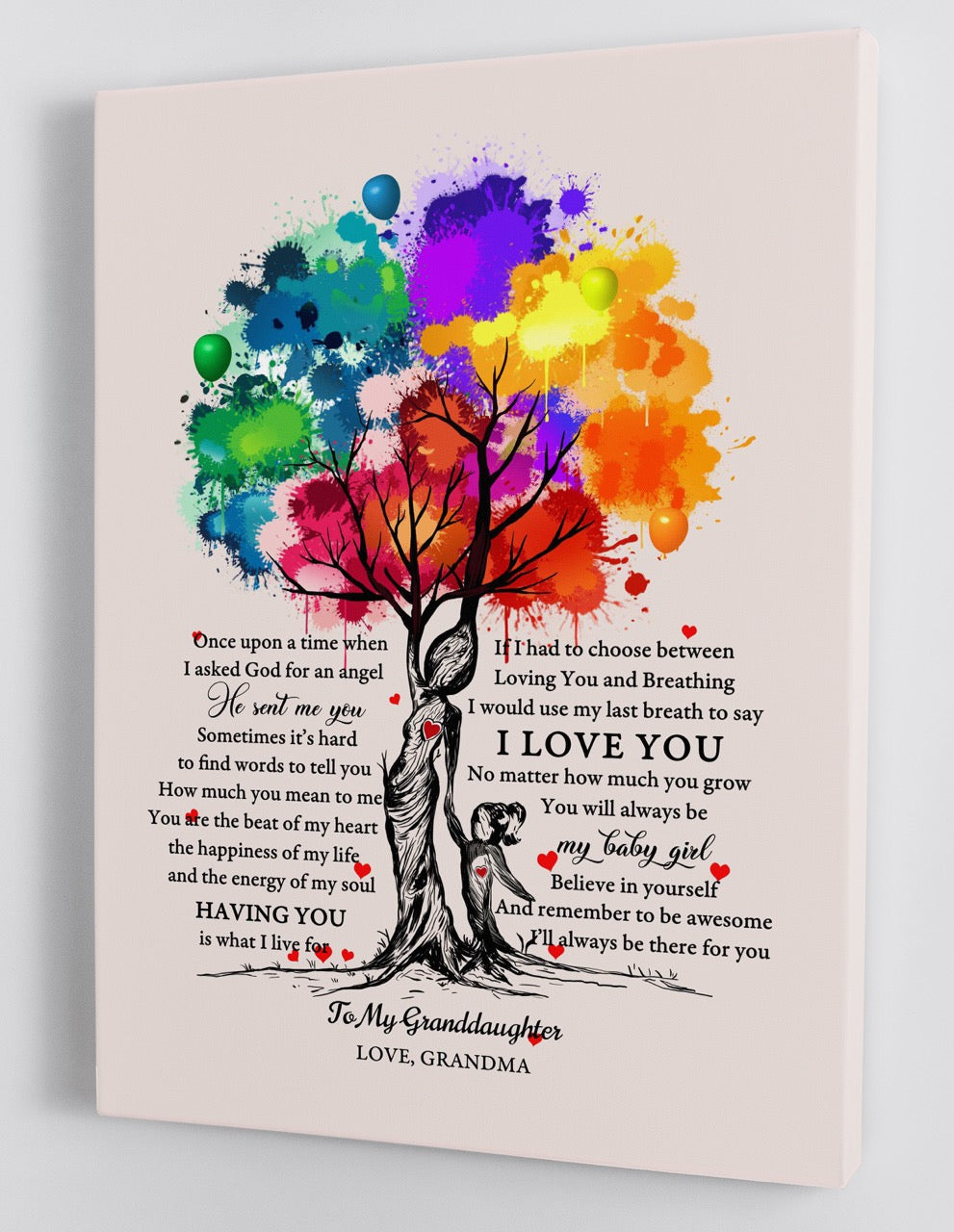 To My Granddaughter - From Grandma - Framed Canvas Gift GMD045