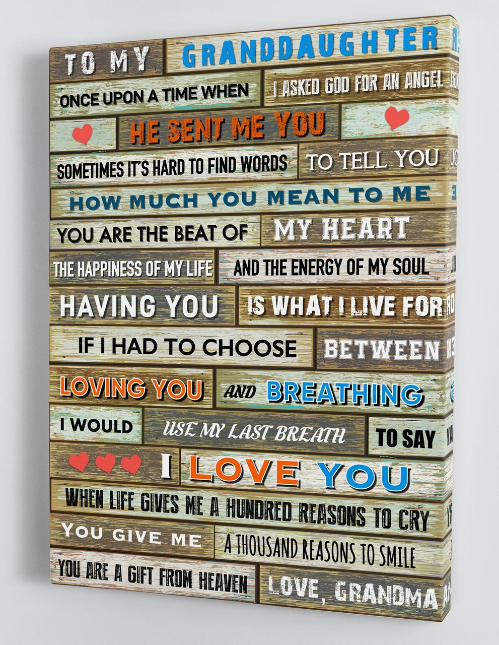 To My Granddaughter - From Grandma - Framed Canvas Gift GMD078