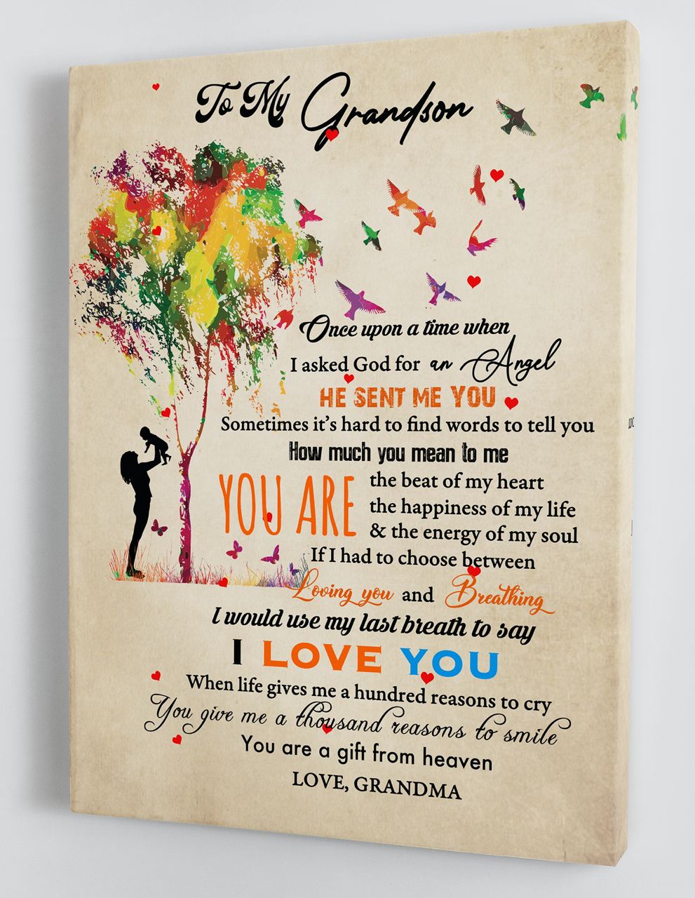 Gift For Grandson - From Grandma - Framed Canvas GMS071