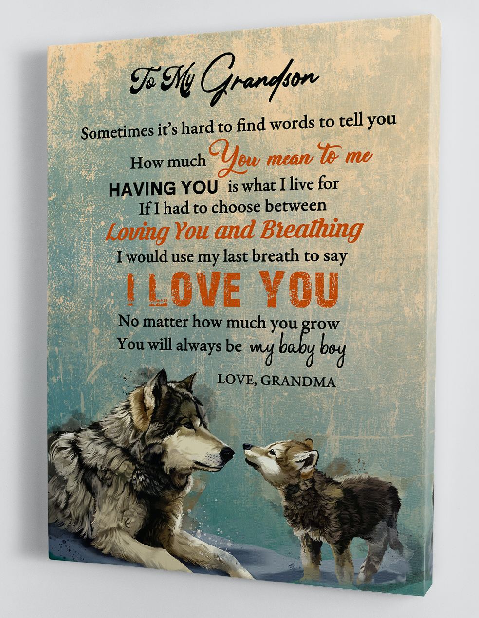 To My Grandson - From Grandma - Framed Canvas Gift GMS081