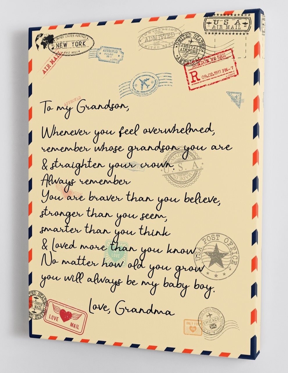 To My Grandson - From Grandma - Framed Canvas Gift GMS028