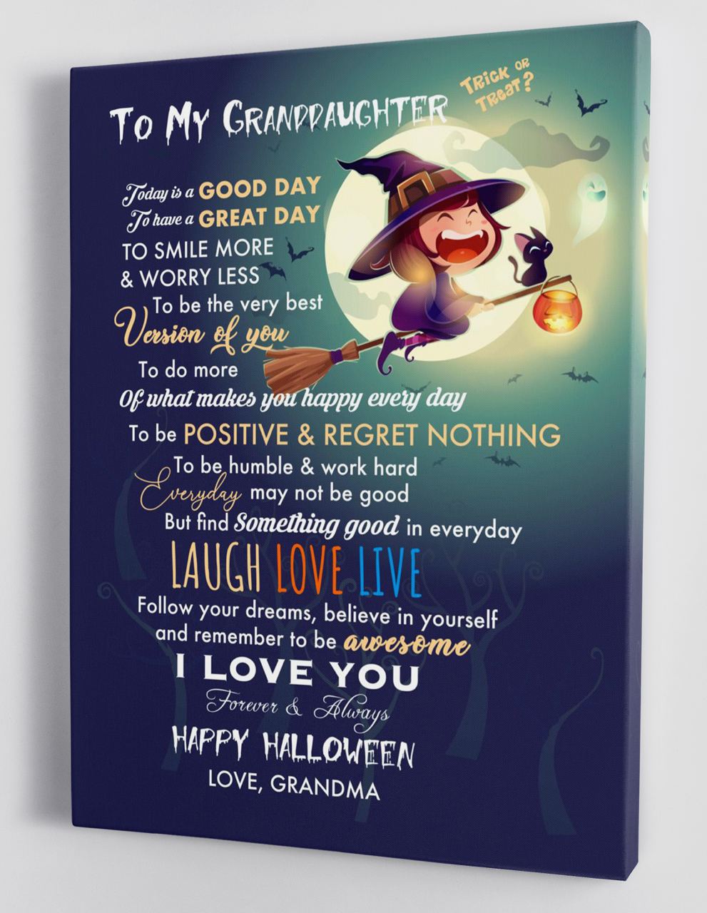 To My Granddaughter - From Grandma - Halloween Canvas Gift GMD066