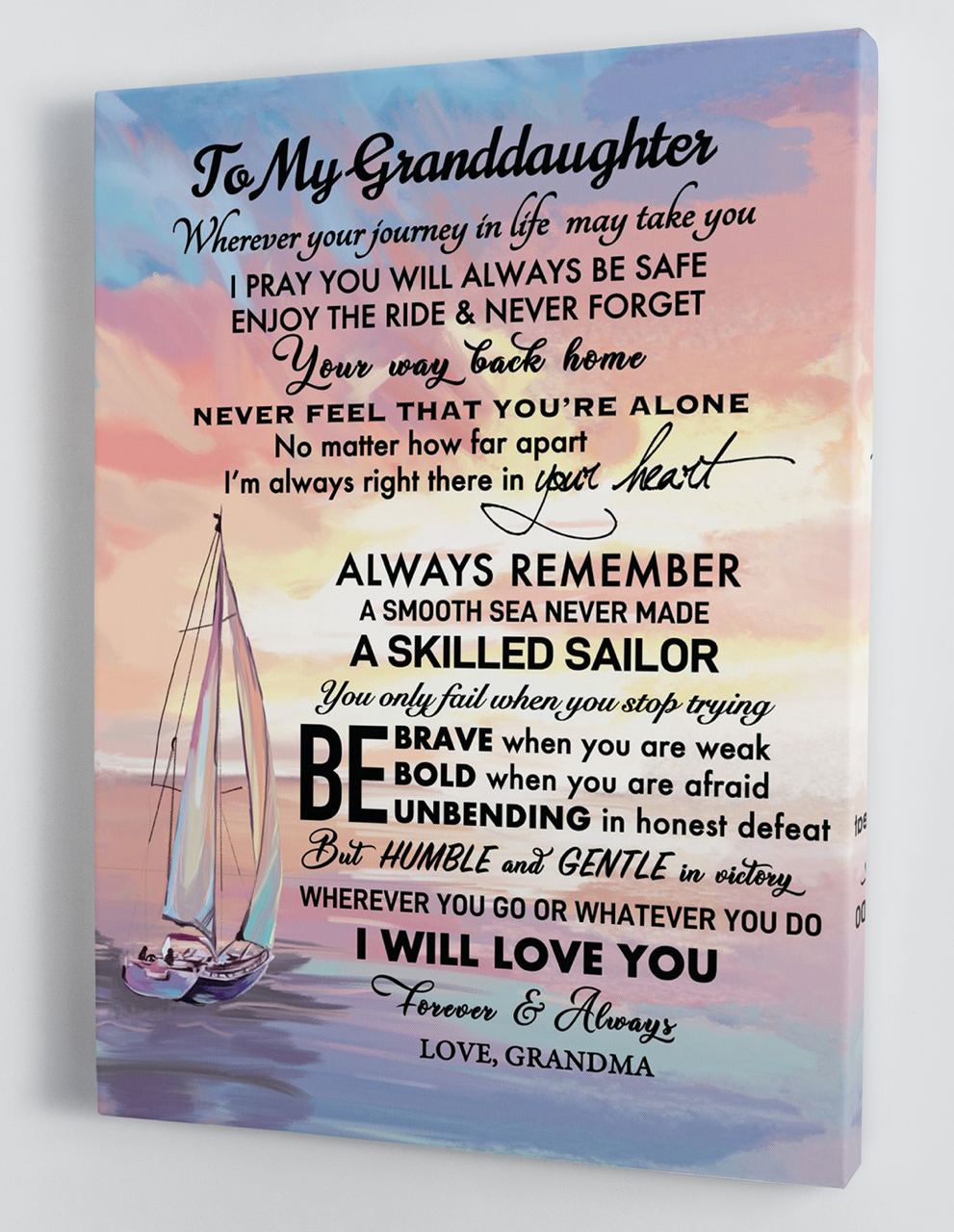 To My Granddaughter - From Mom - Framed Boat Canvas Gift GMD072