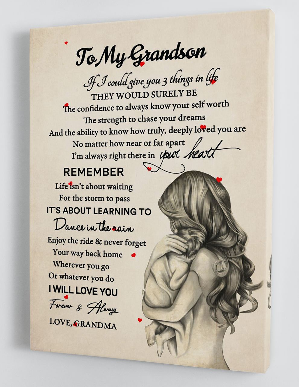 To My Grandson - From Grandma - Framed Canvas Gift GMS063