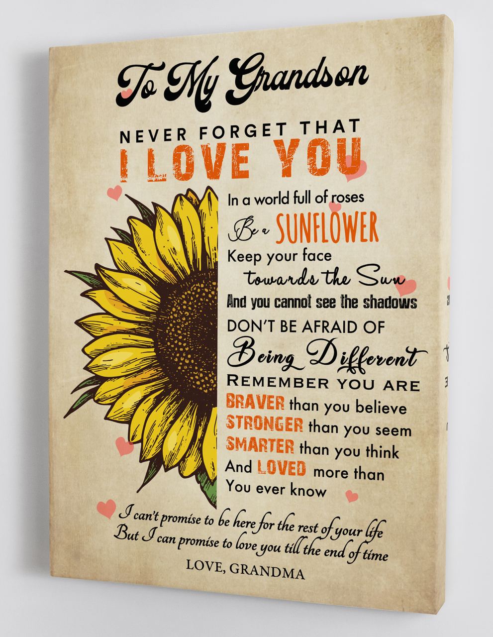 To My Grandson - From Grandma - Framed Canvas Gift GMS066