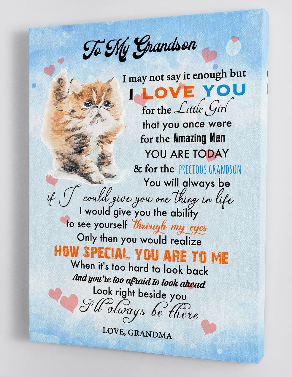 To My Grandson - From Grandma - Framed Canvas Gift GMS079