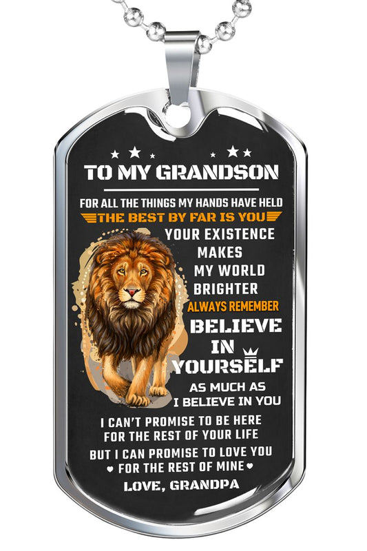 Dog Tag Gift For Grandson From Grandpa - Military Chain Necklace TGPS004