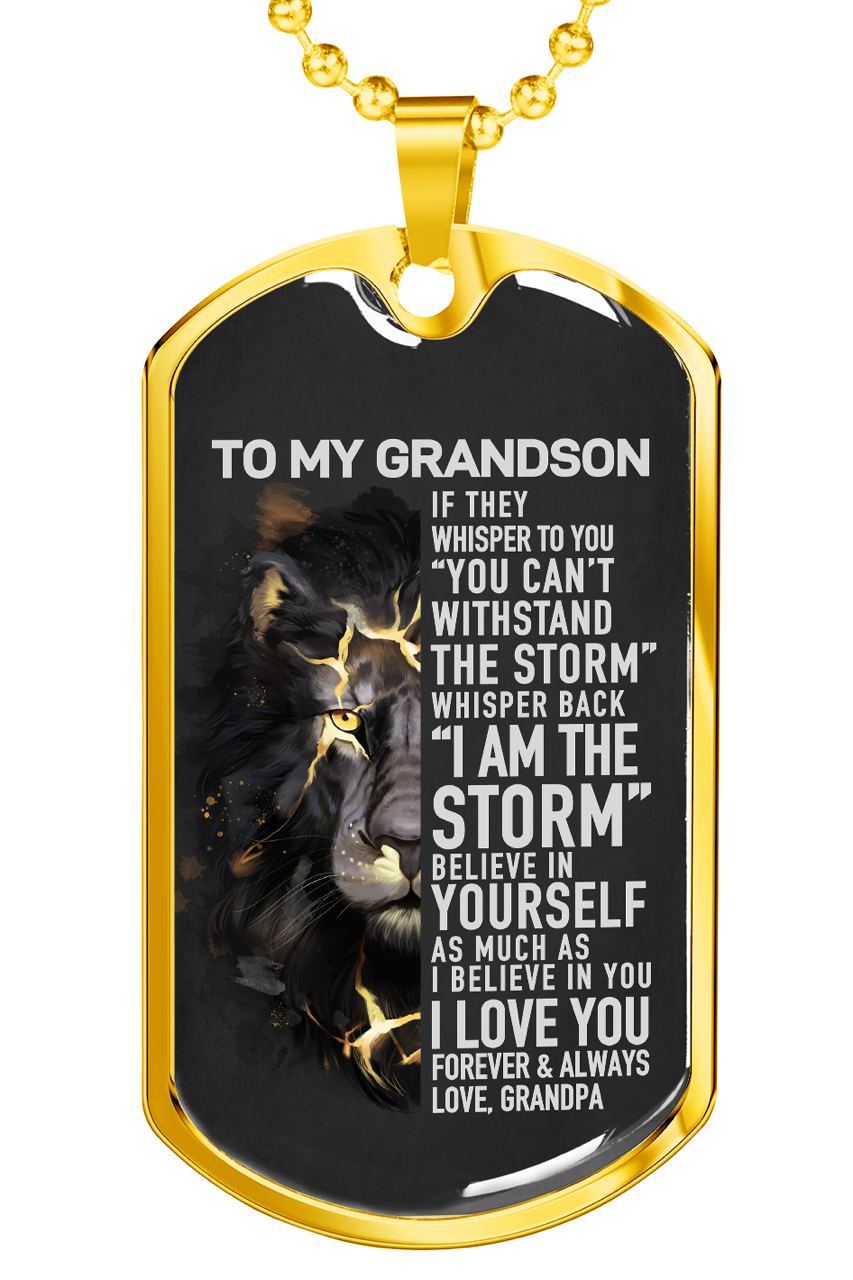 Dog Tag Gift For Grandson From Grandpa - Military Chain Necklace TGPS001