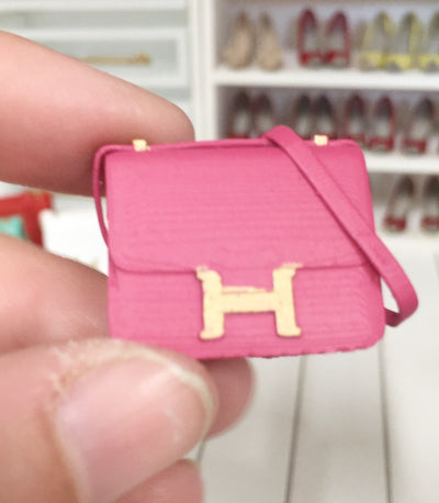 1:12 Scale  Miniature Farmhouse Hermes Birkin Bag Pink
