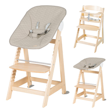 Chaise haute, pliable peu encombrante, pour bébé et enfant, bois bicol –  roba