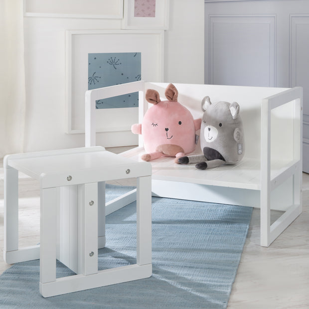 Mesa infantil, mesa blanca para jugar, artesanía y pintura en la