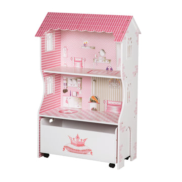 howa maison de poupée en bois pour poupées à habiller jusqu'à 30 cm avec  ensemble de meubles de 19 pièces 70103