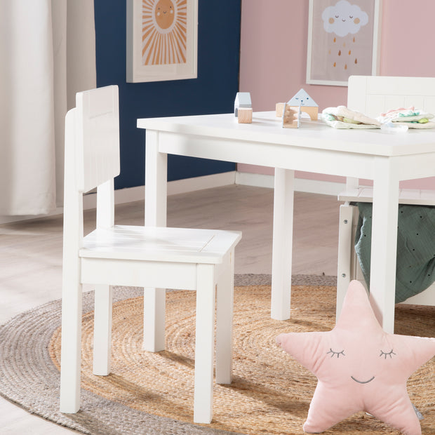 Mesa infantil, mesa blanca para jugar, artesanía y pintura en la sala – roba