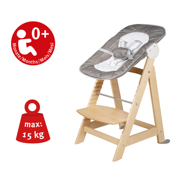 Treppenhochstuhl 'Born Up' Set 2in1, 'Greyish gesteppt', Hochstuhl mit –  roba