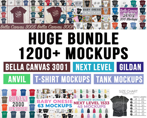 Download Huge Bundle Shirt Mockup - Bella Canvas Next Level Gildan ...