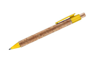 Reklamna kemijska olovka od pluta, žute boje | Poslovni pokloni