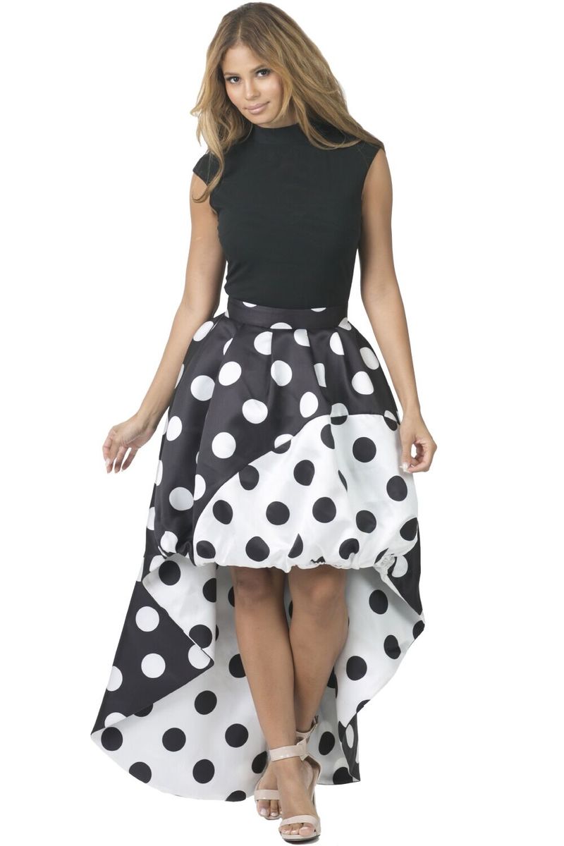high low polka dot dress
