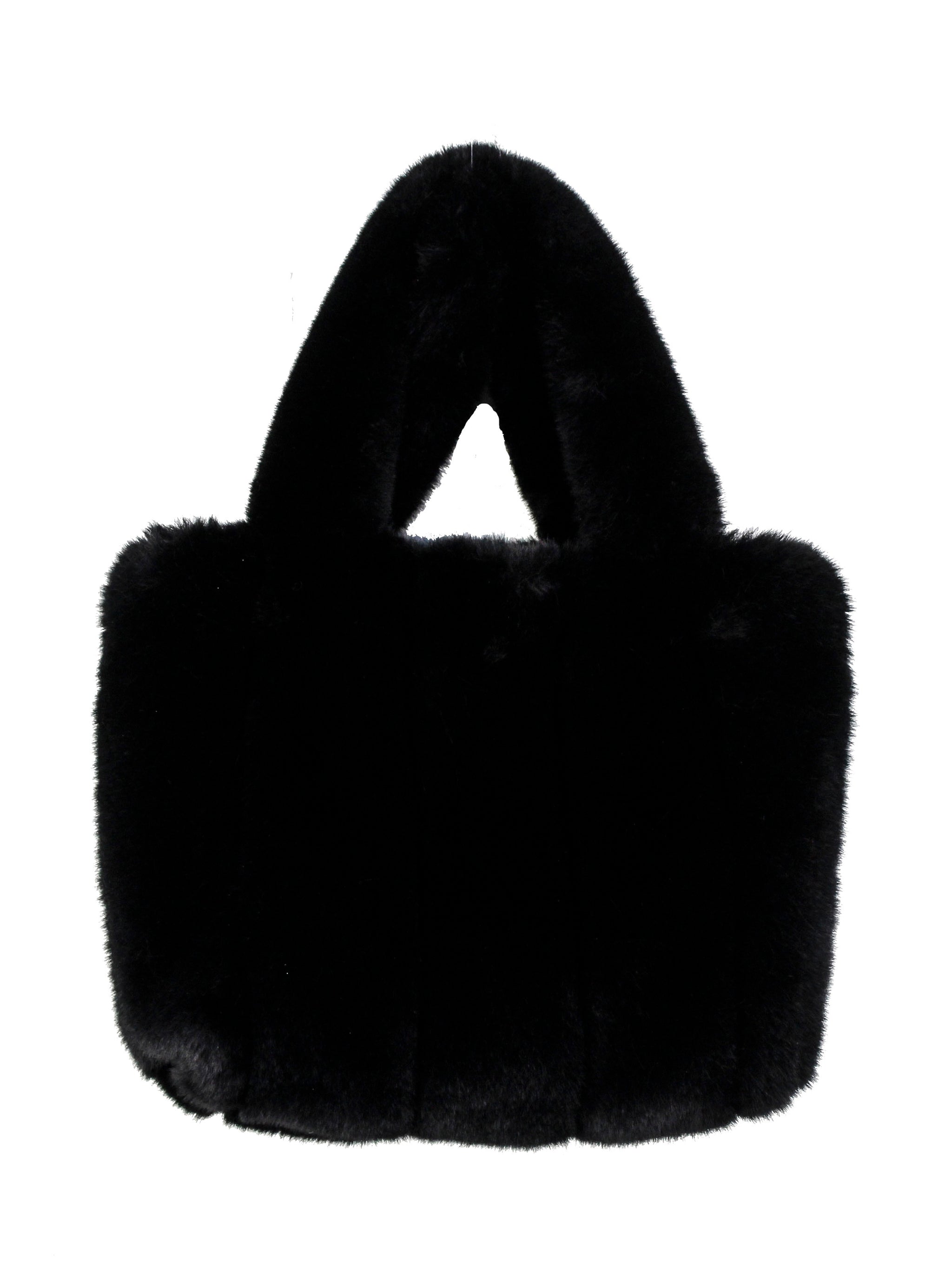 Faux Fur Fluffy Tote With Strap - Tias Place