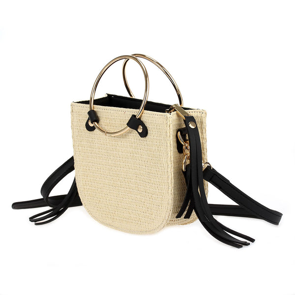 Ring Handle Straw with Crossbody - Tias Place