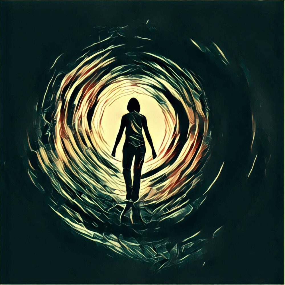 Frau läuft durch Tunnel