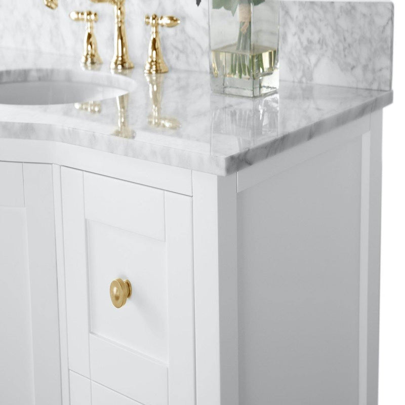 Ancerre Designs Lauren 48 Inch White Single Vanity with Gold Hardware Counter