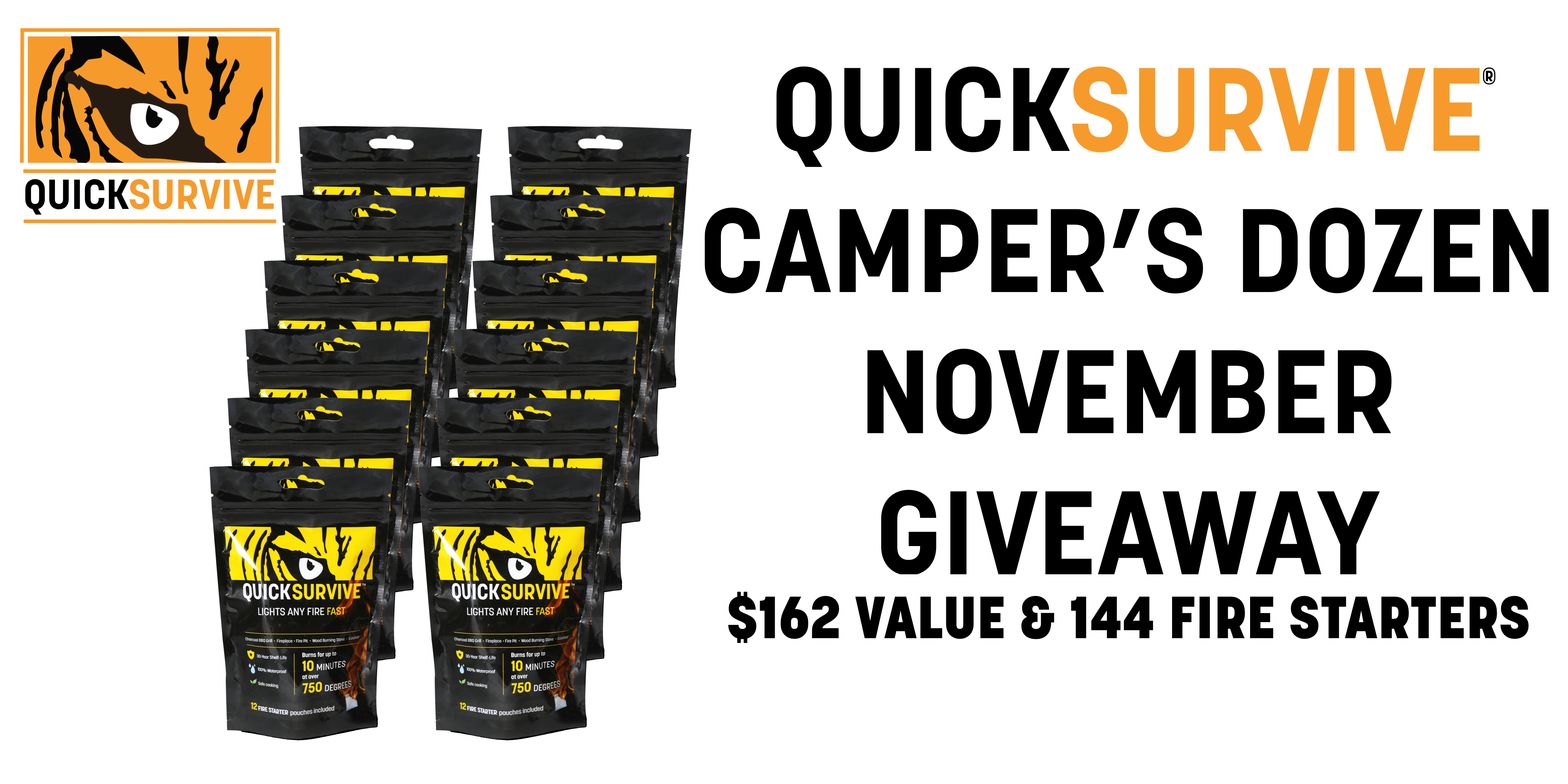 online contests, sweepstakes and giveaways - QuickSurvive Camper's Dozen November Giveaway