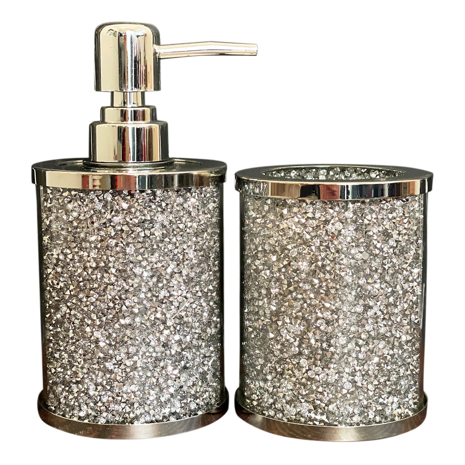 Silver Crushed Diamond Glass Paper Towel Holder in Gift Box