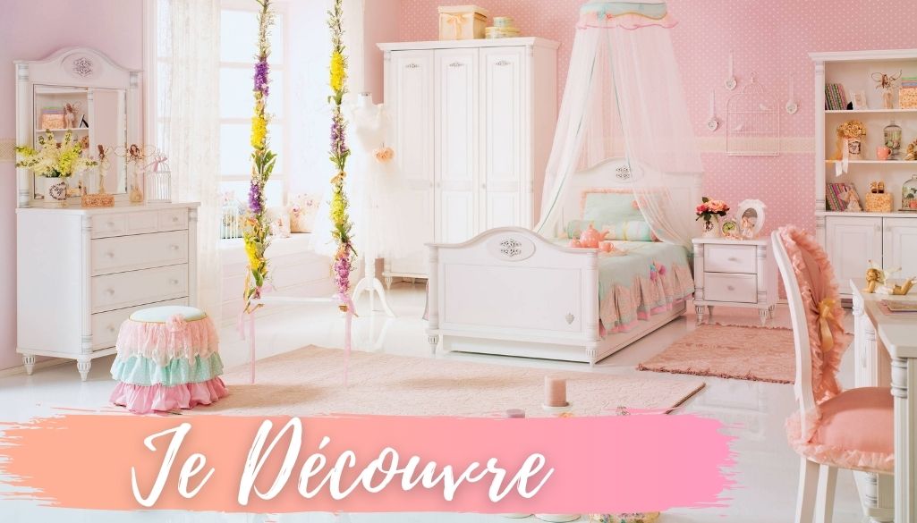 idea de decoración de habitación de niña rosa