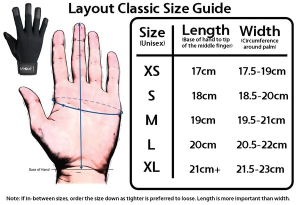 Layout Glove Sizing Information