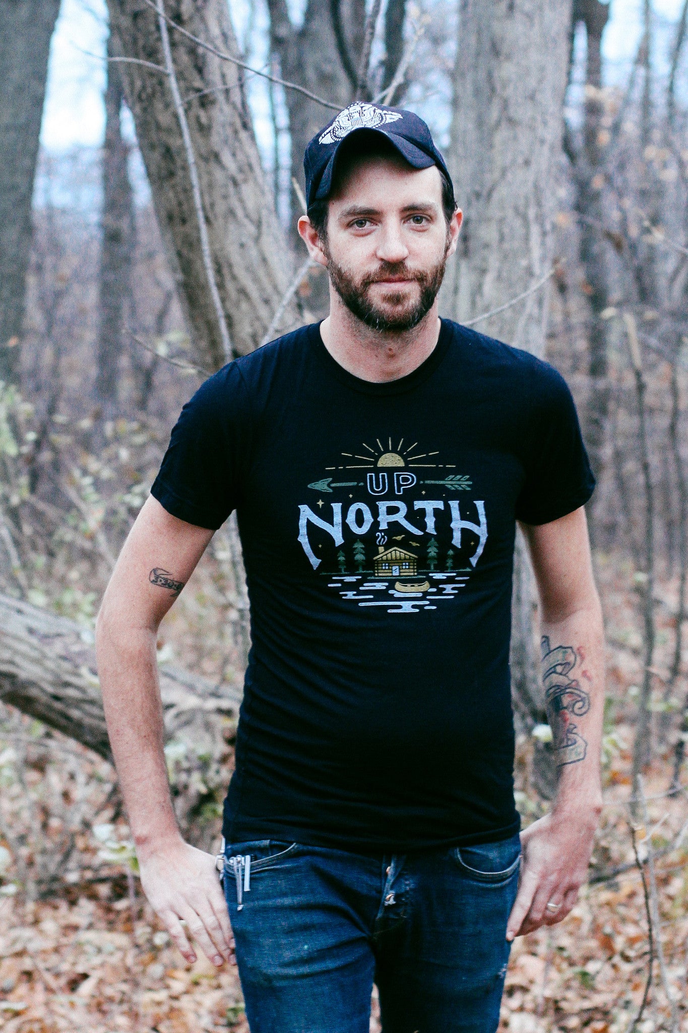 Up North Cabin Triblend Black Unisex T 