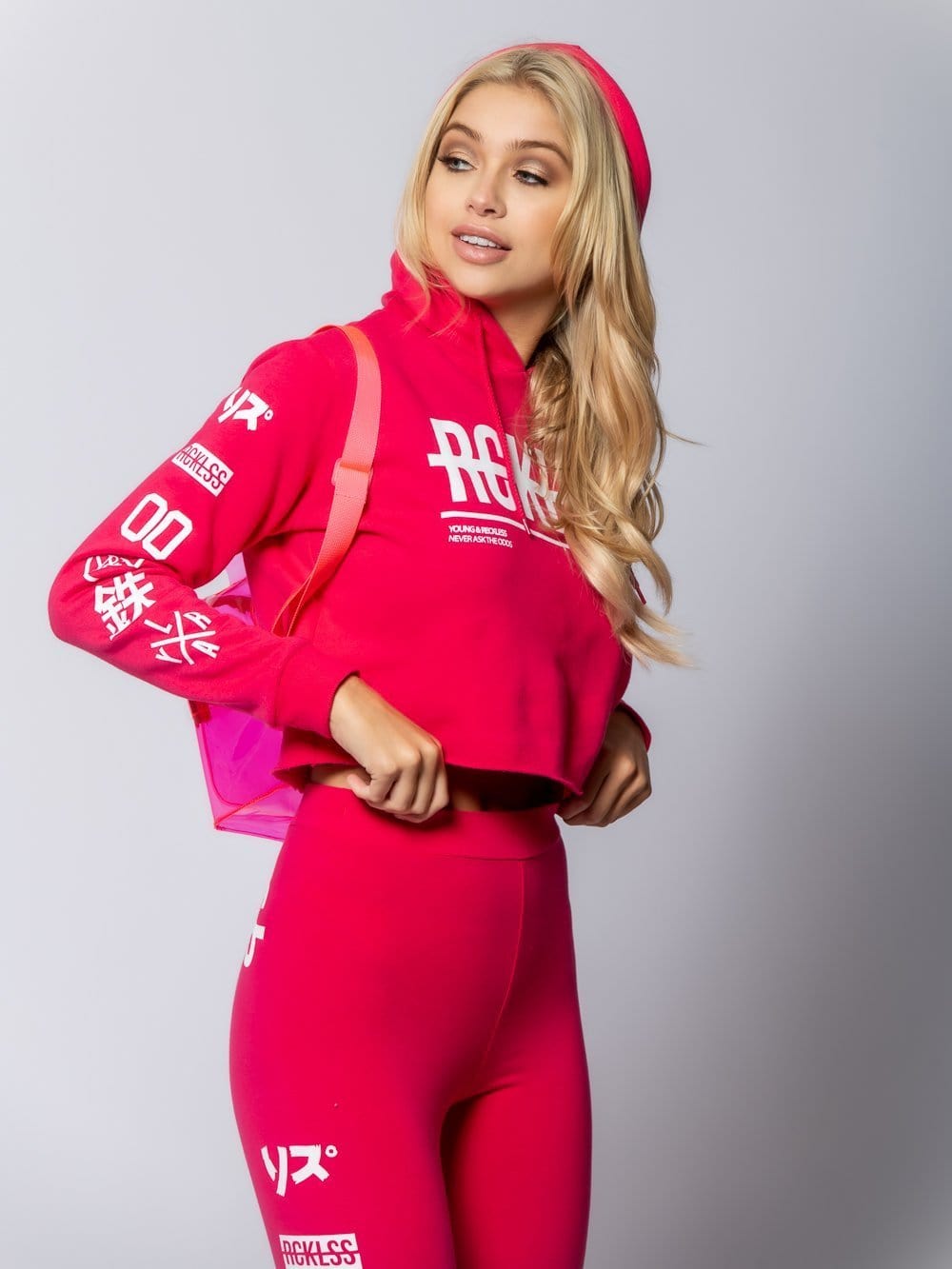 hot pink cropped hoodie