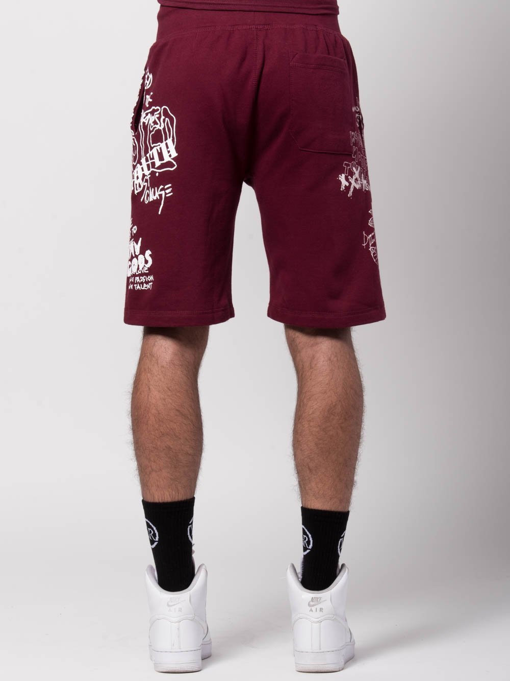 burgundy sweat shorts