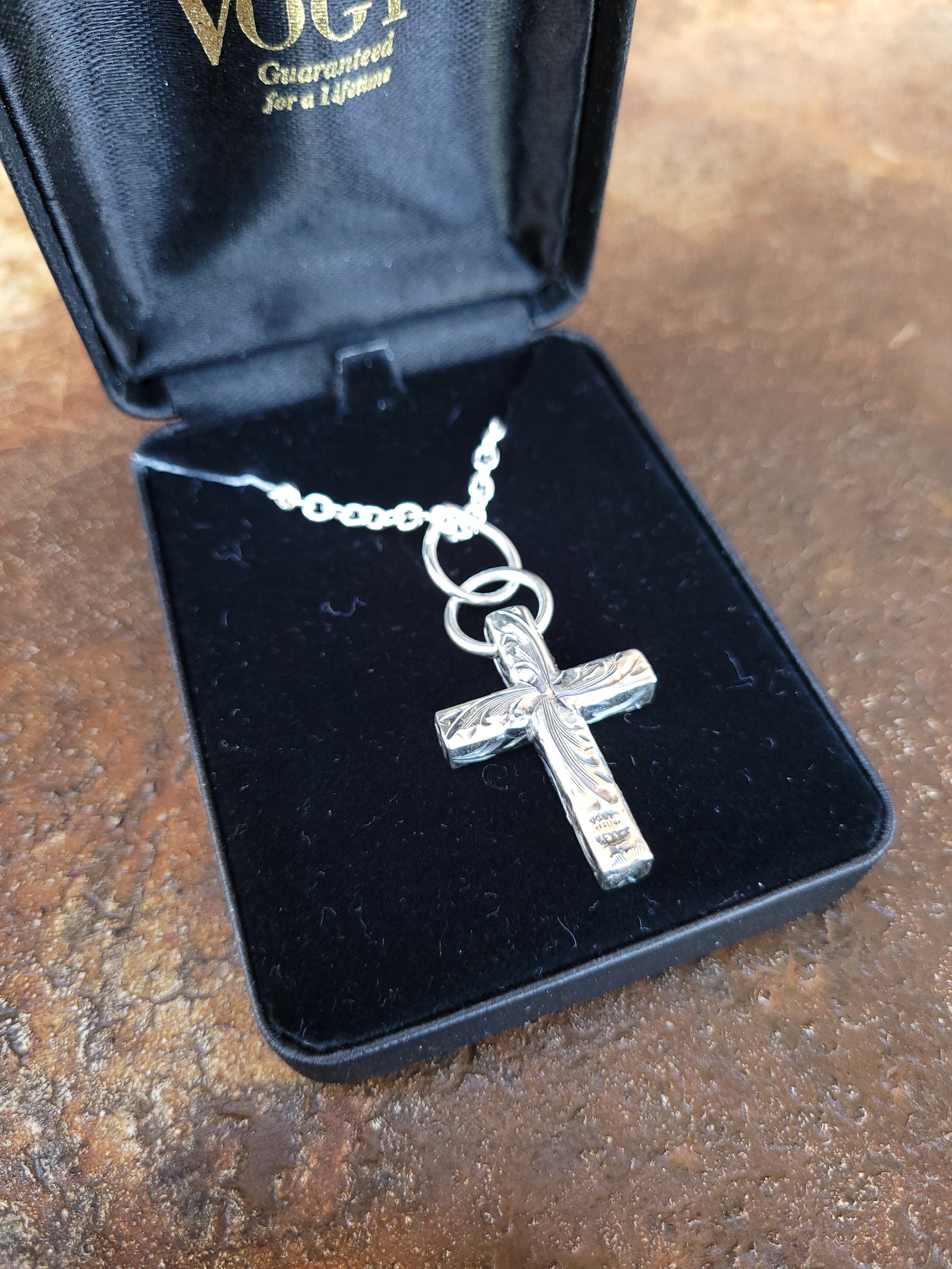 Vogt - Engraved Cross Necklace - Allgood Custom Leather